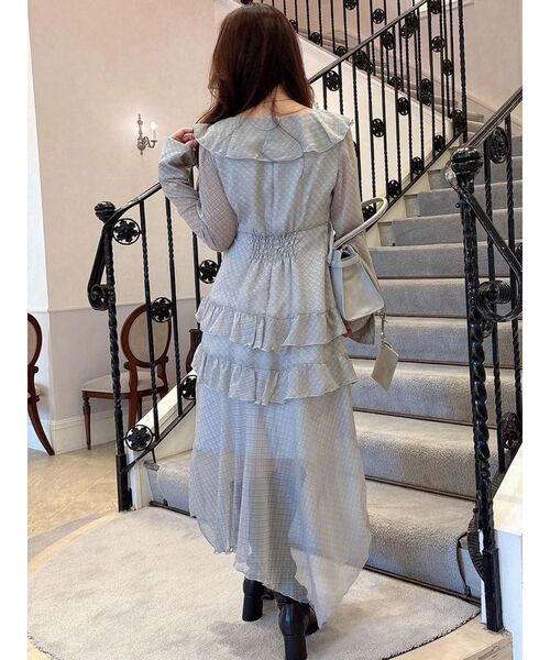 MERCURYDUO（マーキュリーデュオ）の「ラッフルイレヘムロングワンピース（ワンピース・レディース・ブラウン/ブラック/グレー・MEDIUM/SMALL）」の16枚目の写真