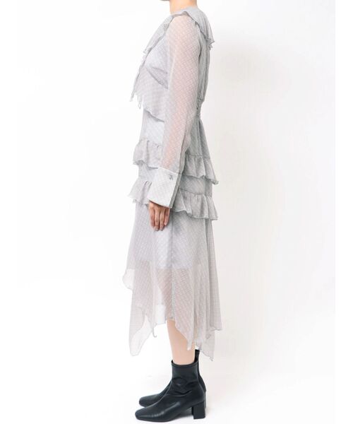 MERCURYDUO(マーキュリーデュオ)の「ラッフルイレヘムロングワンピース(ワンピース・レディース・ブラウン/ブラック/グレー・MEDIUM/SMALL)」の7枚目の写真