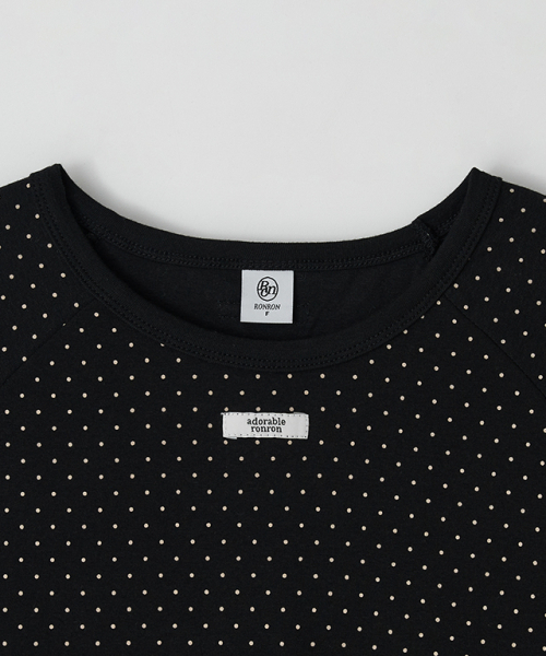 RONRON(ロンロン)の「DOT RINGER PUFF T SHIRT BLACK(Tシャツ/カットソー・レディース・その他・FREE)」の3枚目の写真