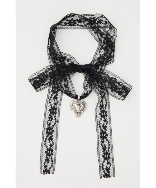 SLY（スライ）の「HEART MOTIF LACE CHOKER ハートモチーフ レース チョーカー（チョーカー・レディース・ブラック/ホワイト・FREE）」の2枚目の写真