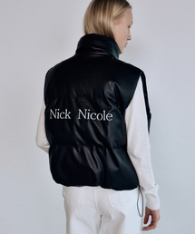 LEATHER LOGO PADDING VEST_BLACK