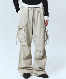 VINTAGE CARGO STRING WIDE PANTS_BEIGE