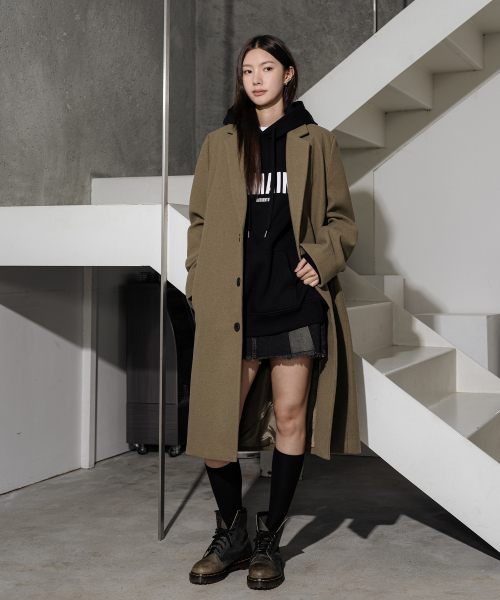 LEMAIN SECOND（リメインセカンド）の「WOOL BLEND OVERFIT SINGLE COAT [BEIGE]（チェスターコート・メンズ・その他・LARGE/X-LARGE/MEDIUM）」の3枚目の写真