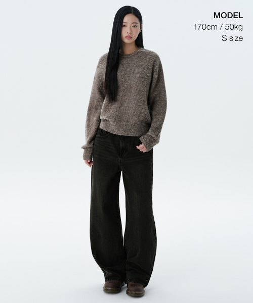 MUSINSA STANDARD WOMAN(ムシンサスタンダードウーマン)の「レディースマルチメランジクルーネックニット【モカブラウン】(ニット/セーター・レディース・その他・SMALL/MEDIUM/LARGE/X-SMALL)」の2枚目の写真