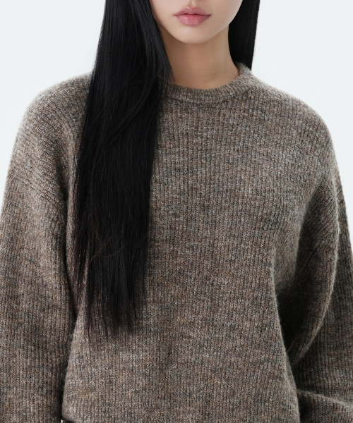 MUSINSA STANDARD WOMAN(ムシンサスタンダードウーマン)の「レディースマルチメランジクルーネックニット【モカブラウン】(ニット/セーター・レディース・その他・SMALL/MEDIUM/LARGE/X-SMALL)」の4枚目の写真