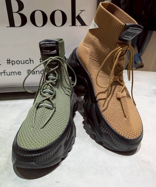 Scrap Book（スクラップブック）の「【MAISON MAVERICK PRESENTS】Mesh-knit High-Top Chunky Boots（ブーツ・レディース・ベージュ系その他/グリーン系その他・24.5/24）」の3枚目の写真