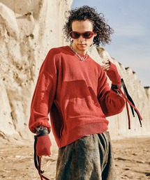 予約商品】ニット/セーター（レッド/赤色系・ワンポイント