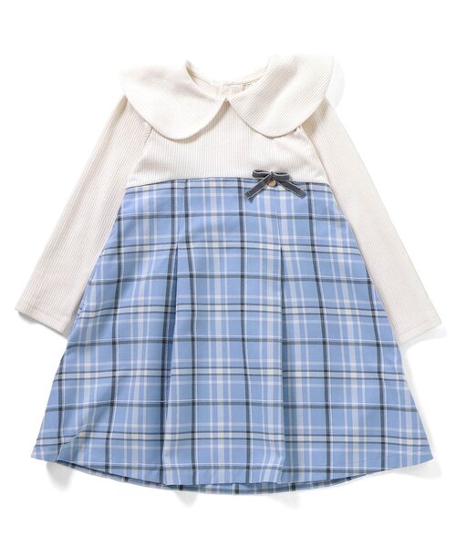 apres les cours（アプレレクール）の「【リンク】ケープカラーチェックワンピース_ジュニア対応（ワンピース・キッズ・レッド/サックスブルー・80/90/100/110/120/130/140）」の20枚目の写真