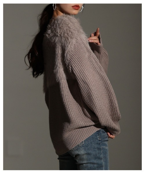 Sawa a la mode(サワアラモード)の「シャギー×リブニットセーター(ニット/セーター・レディース・グレー/グレイッシュベージュ・FREE)」の13枚目の写真