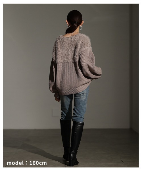Sawa a la mode(サワアラモード)の「シャギー×リブニットセーター(ニット/セーター・レディース・グレー/グレイッシュベージュ・FREE)」の15枚目の写真