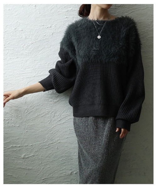 Sawa a la mode(サワアラモード)の「シャギー×リブニットセーター(ニット/セーター・レディース・グレー/グレイッシュベージュ・FREE)」の17枚目の写真