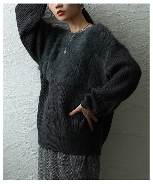 Sawa a la mode(サワアラモード)の「シャギー×リブニットセーター(ニット/セーター・レディース・グレー/グレイッシュベージュ・FREE)」の21枚目の写真