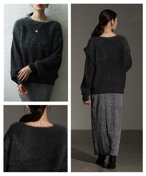 Sawa a la mode(サワアラモード)の「シャギー×リブニットセーター(ニット/セーター・レディース・グレー/グレイッシュベージュ・FREE)」の22枚目の写真