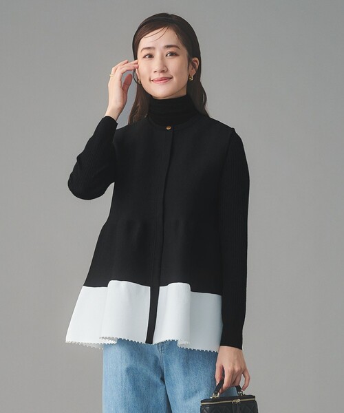 UNITED ARROWS（ユナイテッドアローズ）の「ペプラム ニットベスト（ベスト・レディース・オフホワイト/ネイビー/ブラック・FREE）」の6枚目の写真