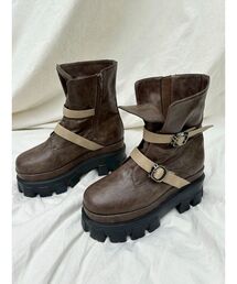 EVRIS | ダブルベルトバックルデザインワークブーツ(ブーツ)