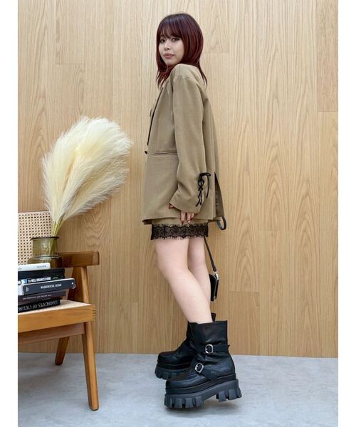 EVRIS（エヴリス）の「ダブルベルトバックルデザインワークブーツ（ブーツ・レディース・ブラック/ブラウン・SMALL/MEDIUM/LARGE）」の8枚目の写真