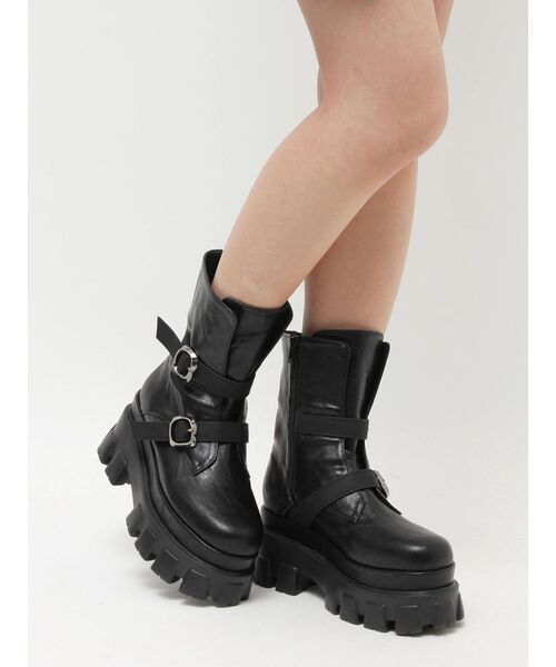 EVRIS（エヴリス）の「ダブルベルトバックルデザインワークブーツ（ブーツ・レディース・ブラック/ブラウン・SMALL/MEDIUM/LARGE）」の20枚目の写真