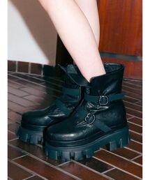 EVRIS | ダブルベルトバックルデザインワークブーツ(ブーツ)