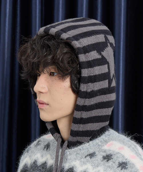 セール】ストライプスター バラクラバ チャコール（ニットキャップ