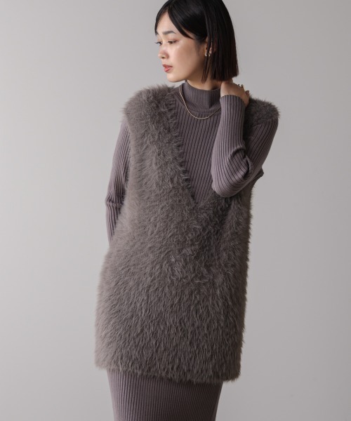 Bou Jeloud（ブージュルード）の「シャギーチュニックリブワンピースセット（ワンピース・レディース・グレー/チャコールグレー/ブラック・FREE）」の3枚目の写真