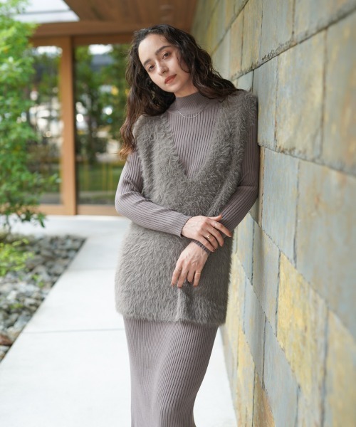 Bou Jeloud（ブージュルード）の「シャギーチュニックリブワンピースセット（ワンピース・レディース・グレー/チャコールグレー/ブラック・FREE）」の9枚目の写真
