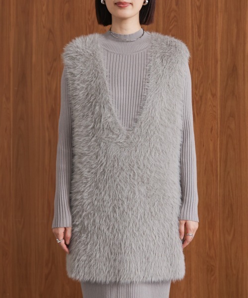 Bou Jeloud（ブージュルード）の「シャギーチュニックリブワンピースセット（ワンピース・レディース・グレー/チャコールグレー/ブラック・FREE）」の22枚目の写真