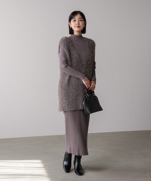 Bou Jeloud（ブージュルード）の「シャギーチュニックリブワンピースセット（ワンピース・レディース・グレー/チャコールグレー/ブラック・FREE）」の17枚目の写真