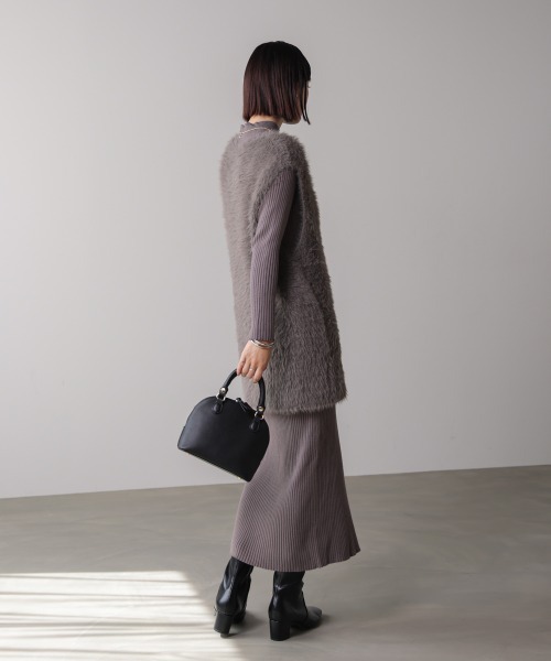 Bou Jeloud（ブージュルード）の「シャギーチュニックリブワンピースセット（ワンピース・レディース・グレー/チャコールグレー/ブラック・FREE）」の14枚目の写真