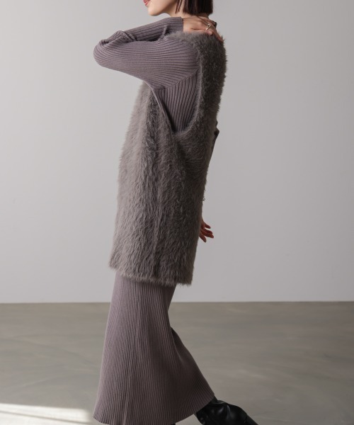 Bou Jeloud（ブージュルード）の「シャギーチュニックリブワンピースセット（ワンピース・レディース・グレー/チャコールグレー/ブラック・FREE）」の12枚目の写真