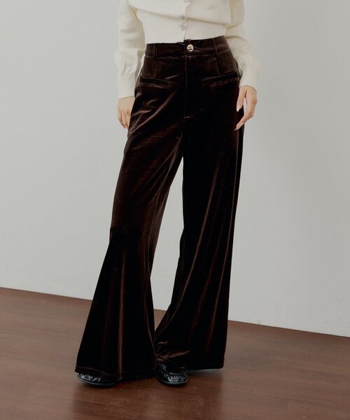 セール】【SALON by Chico/セットアップ対応】金釦ベロアスラックス