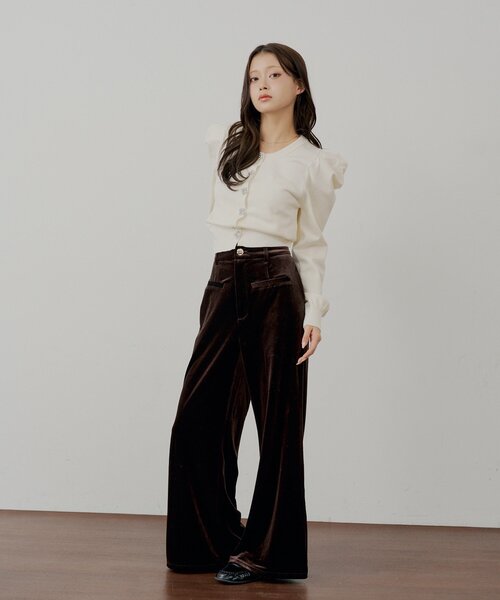 Chico(チコ)の「【SALON by Chico/セットアップ対応】金釦ベロアスラックスパンツ(その他パンツ・レディース・ブラウン/ブラック/ブラック系その他2/ブラック系その他3・FREE/MEDIUM)」の6枚目の写真