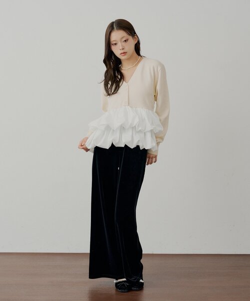 Chico(チコ)の「【SALON by Chico/セットアップ対応】金釦ベロアスラックスパンツ(その他パンツ・レディース・ブラウン/ブラック/ブラック系その他2/ブラック系その他3・FREE/MEDIUM)」の9枚目の写真