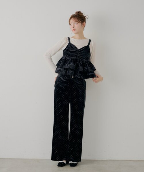 Chico(チコ)の「【SALON by Chico/セットアップ対応】金釦ベロアスラックスパンツ(その他パンツ・レディース・ブラウン/ブラック/ブラック系その他2/ブラック系その他3・FREE/MEDIUM)」の12枚目の写真