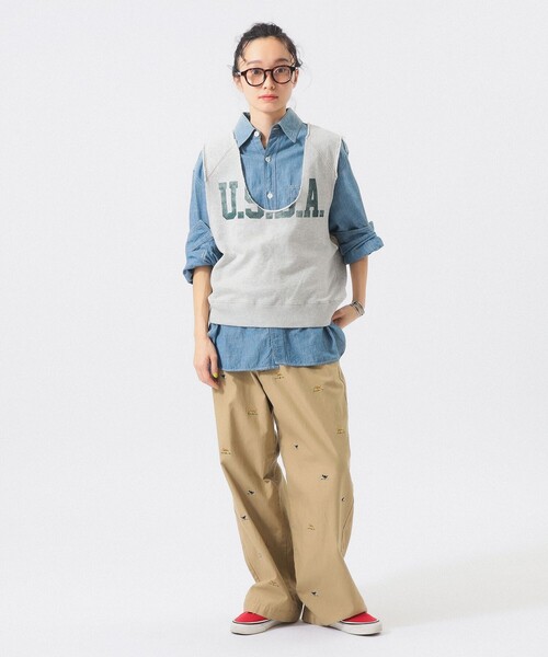 BEAMS BOY（ビームスボーイ）の「カットオフ スウェット ベスト（ベスト・レディース・ナチュラル/サックスブルー・ONE SIZE）」の8枚目の写真