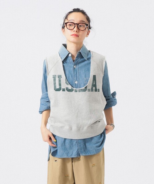 BEAMS BOY（ビームスボーイ）の「カットオフ スウェット ベスト（ベスト・レディース・ナチュラル/サックスブルー・ONE SIZE）」の5枚目の写真