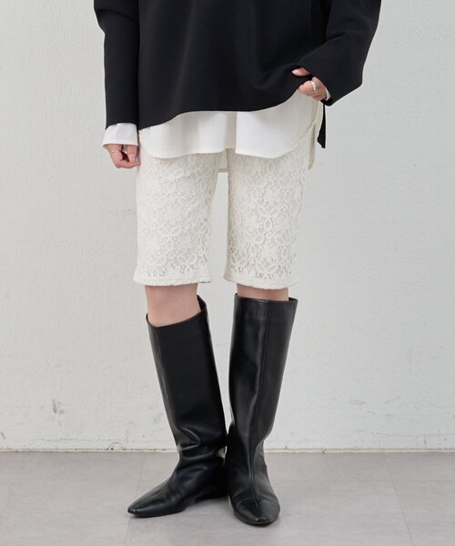 SHENERY(シーナリー)の「レースバイカーパンツ(その他パンツ・レディース・オフホワイト/ブラック・38/36)」の1枚目の写真
