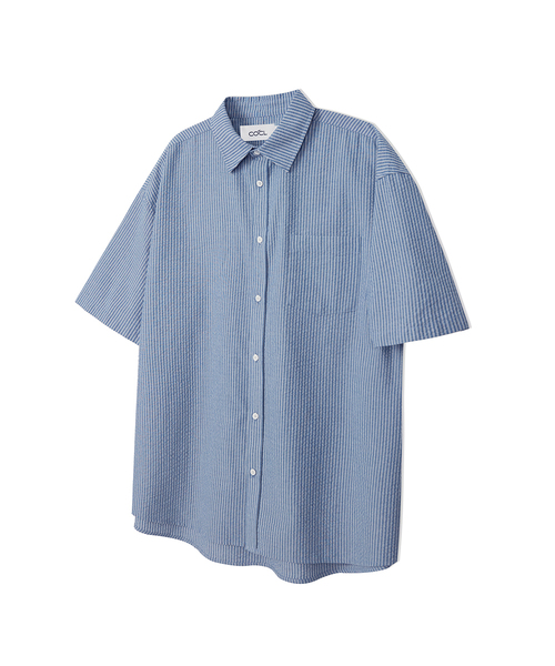 COSTUME O’CLOCK（コスチュームオクロック）の「クールストライプショートスリーブシャツ4COLOR COOSSH189（シャツ/ブラウス・レディース・ネイビー/グリーン/ベージュ/ブルー・LARGE/MEDIUM/SMALL）」の4枚目の写真