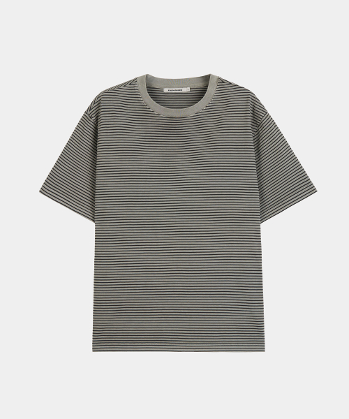 EXCONTAINER（エックスコンテナ）の「ピグメントダイストライプハーフTシャツ (GREY)（Tシャツ/カットソー・メンズ・その他・MEDIUM/LARGE/X-LARGE）」の6枚目の写真
