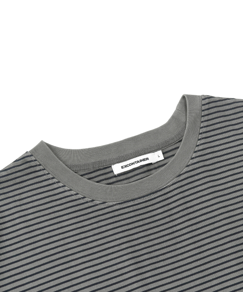EXCONTAINER（エックスコンテナ）の「ピグメントダイストライプハーフTシャツ (GREY)（Tシャツ/カットソー・メンズ・その他・MEDIUM/LARGE/X-LARGE）」の5枚目の写真