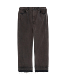 GARMENT DYED STRAIGHT DENIM PANTS (BROWN)