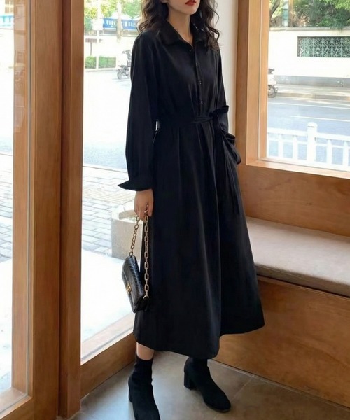 cammie(キャミー)の「シンプルシャツワンピ(シャツワンピース・レディース・ブラウン/ブラック・M/L)」の9枚目の写真