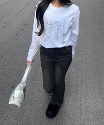 シンプルリボンデザインロンT/長袖Tシャツ