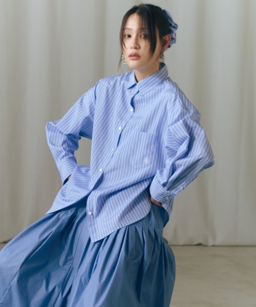 FRAY I.D(フレイアイディー)の「ストライプスタンダードシャツ(シャツ/ブラウス・レディース・ブルー/ピンク・F)」の2枚目の写真