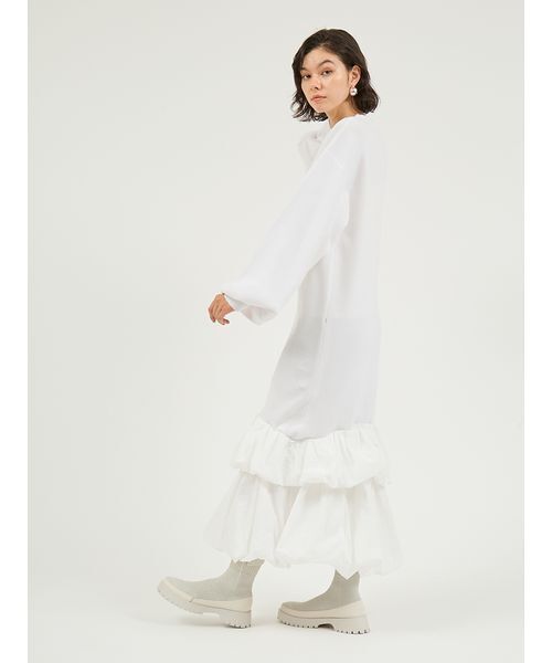 emmi（エミ）の「ニットタフタドッキングOP（ワンピース・レディース・ホワイト/ブラック/ブルー・0/1）」の6枚目の写真