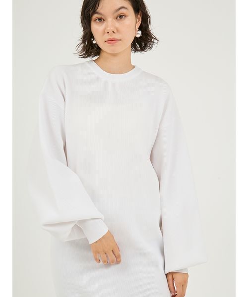 emmi（エミ）の「ニットタフタドッキングOP（ワンピース・レディース・ホワイト/ブラック/ブルー・0/1）」の7枚目の写真