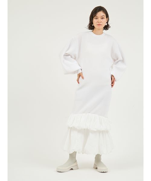 emmi（エミ）の「ニットタフタドッキングOP（ワンピース・レディース・ホワイト/ブラック/ブルー・0/1）」の14枚目の写真