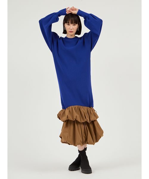 emmi（エミ）の「ニットタフタドッキングOP（ワンピース・レディース・ホワイト/ブラック/ブルー・0/1）」の17枚目の写真