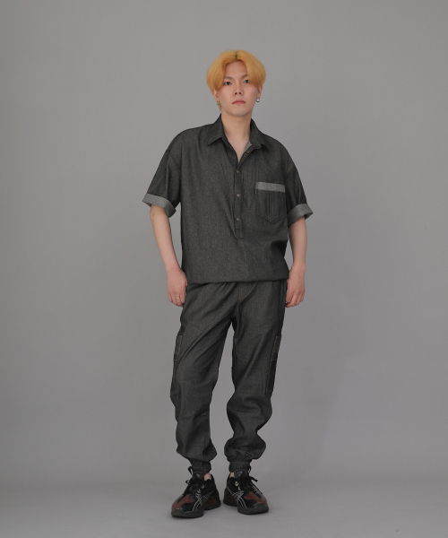 SAINTCREW（セントクルー）の「ボールドアンクバンドカーゴジョガーパンツ BAC-328 デニムグレーブラック（デニムパンツ・メンズ・その他・MEDIUM/LARGE/X-LARGE）」の3枚目の写真