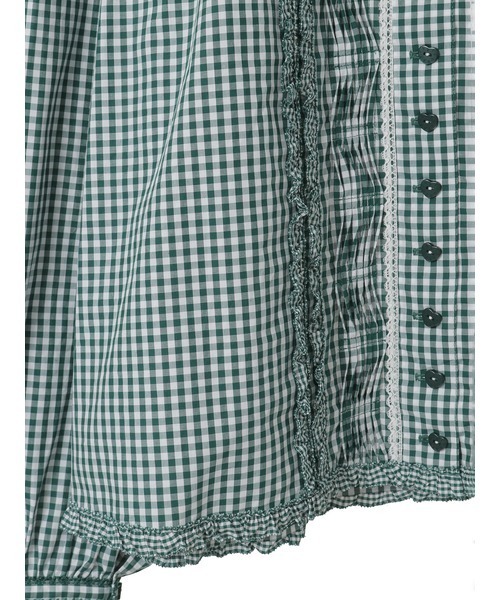 PINK HOUSE（ピンクハウス）の「フリル襟付きギンガムチェックブラウス（シャツ/ブラウス・レディース・グリーン/チョコ/ブラック/レッド・フリー）」の9枚目の写真