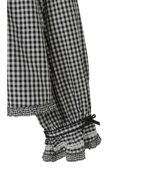 PINK HOUSE（ピンクハウス）の「フリル襟付きギンガムチェックブラウス（シャツ/ブラウス・レディース・グリーン/チョコ/ブラック/レッド・フリー）」の11枚目の写真